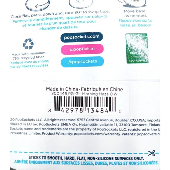 Popsockets Premium Glitter Morning Haze Phone Holder Pink PopGrip Swap 800446 - Picture 4 of 4